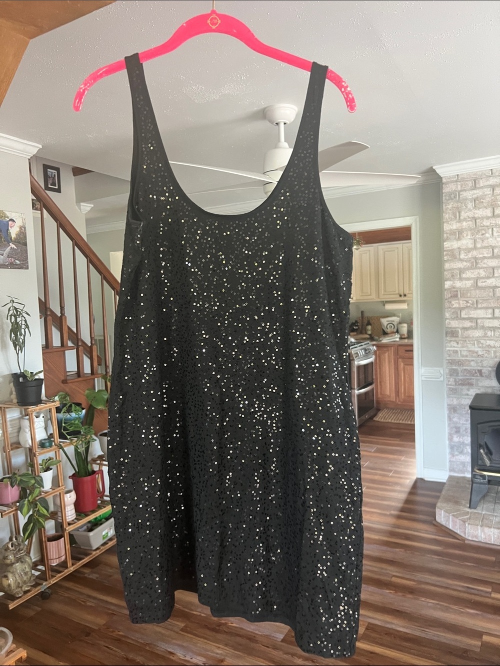Express Black Sequin Tank Dress Large - Picture 4 of 9